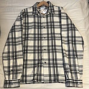 John Elliott Straight Hem Shirt. Black x Ivory. Size XL